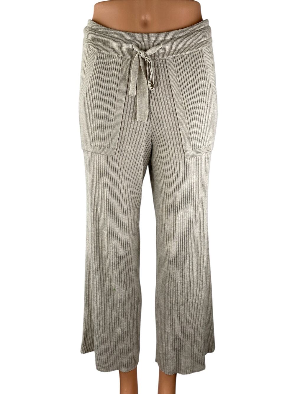 Splendid Georgie Rib Women's Beige Cashmere Drawstring Wide Leg Trousers Pants S